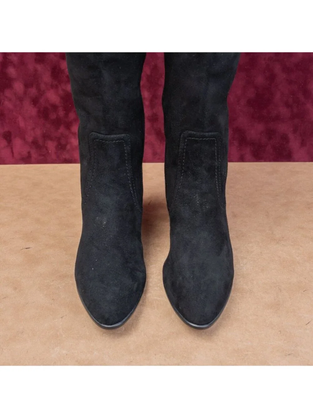 Aquatalia Women Barbera Black Suede OTK Block Heel Zip Fashion Boots sz 11